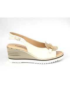 Donna Soft Sandalo Comfort Zeppa Camoscio Nappa Avorio