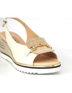 Donna Soft Sandalo Comfort Zeppa Camoscio Nappa Avorio