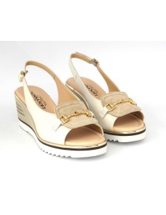 Donna Soft Sandalo Comfort Zeppa Camoscio Nappa Avorio