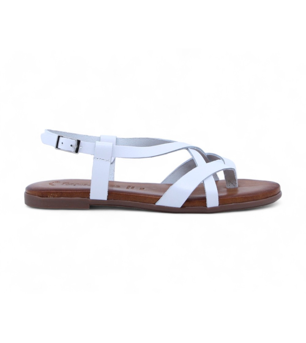 Raquel Perez Sandalo Infralluce Fasce Collo Incrocio Trasversali Fibbia Bianco