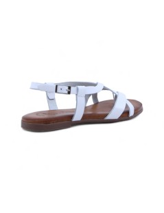 Raquel Perez Sandalo Infralluce Fasce Collo Incrocio Trasversali Fibbia Bianco