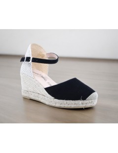 Raquel Perez Sandalo Espadrillas Corda Braccialetto Nero