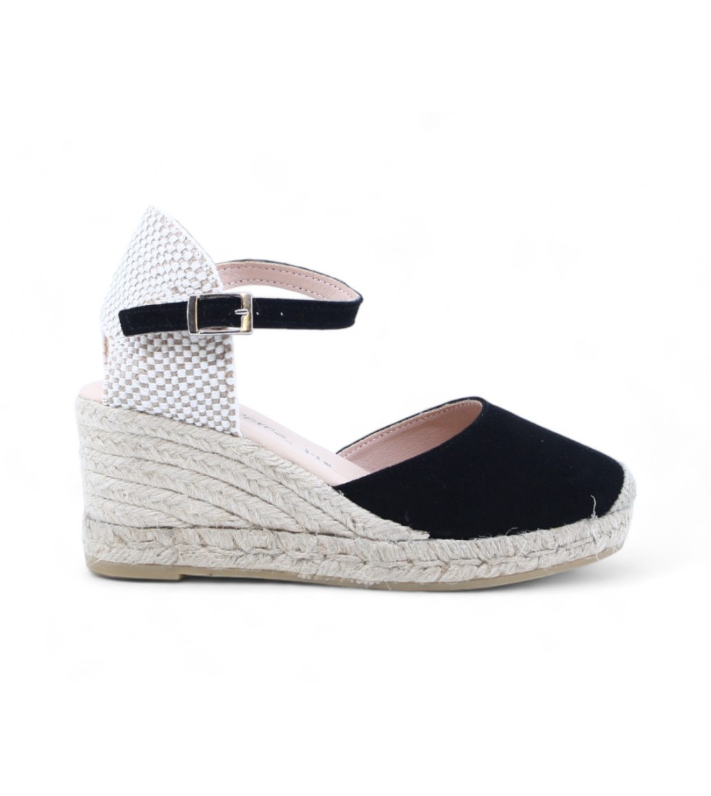 Raquel Perez Sandalo Espadrillas Corda Braccialetto Nero