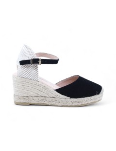 Raquel Perez Sandalo Espadrillas Corda Braccialetto Nero