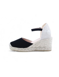 Raquel Perez Sandalo Espadrillas Corda Braccialetto Nero