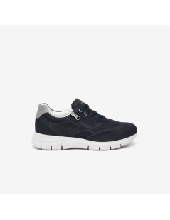 Nero Giardini Sneakers Fondo Alto Zip Laterale Nabuk Navy