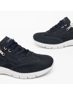 Nero Giardini Sneakers Fondo Alto Zip Laterale Nabuk Navy