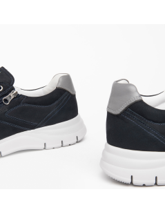 Nero Giardini Sneakers Fondo Alto Zip Laterale Nabuk Navy
