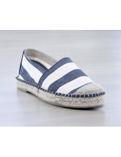 Raquel Perez Slipon Uomo Righe Tela Corda Beige Blu