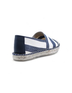 Raquel Perez Slipon Uomo Righe Tela Corda Beige Blu