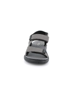 Grunland Sandalo Uomo Sport Gomma Tessuto 3 Velcro Nero Grigio