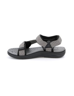 Grunland Sandalo Uomo Sport Gomma Tessuto 3 Velcro Nero Grigio