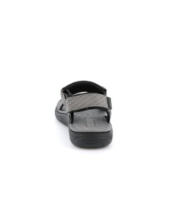 Grunland Sandalo Uomo Sport Gomma Tessuto 3 Velcro Nero Grigio