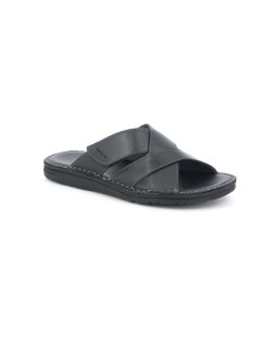 Grunland Ciabatta Uomo Fasce Incrocio Cucita Sottopelle Nero