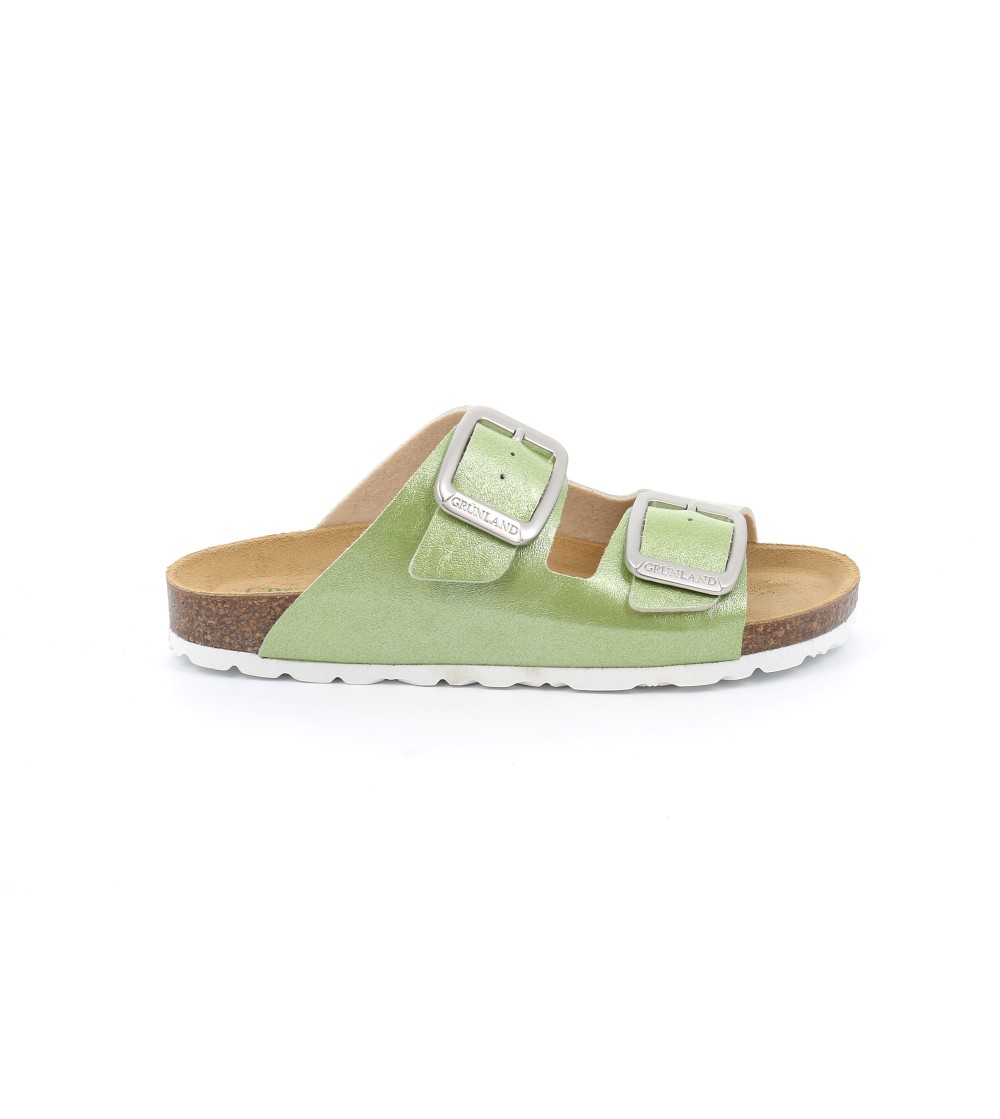 Grunland Ciabatta Arizona Bio Birk Fibbie Larghe Perlato Menta