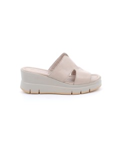 Grunland Ciabatta Zeppa Alta Monofascia Nappa Morbida Grigio