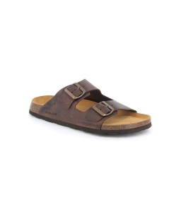 Grunland Ciabatta Uomo Arizona Birk 2 Fibbie Pelle Mogano