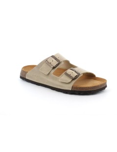 Grunland Ciabatta Uomo Arizona Birk 2 Fibbie Nabuk Beige