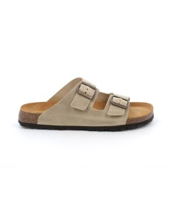 Grunland Ciabatta Uomo Arizona Birk 2 Fibbie Nabuk Beige
