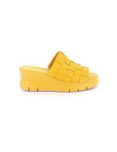 Grunland Ciabatta Zeppa Alta Monofascia Intreccio Nappa Ocra