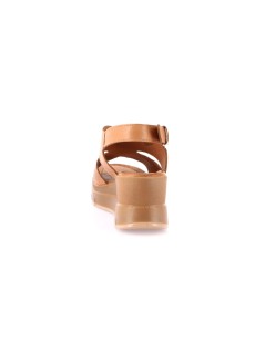 Grunland Sandalo Zeppa Alta Semi Incrocio Nappa Cuoio