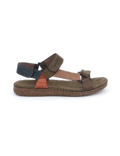 Grunland Sandalo Uomo Sport 3 Velcro Camoscio Multi Testa di Moro