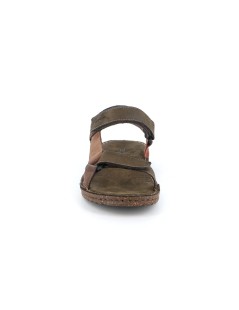 Grunland Sandalo Uomo Sport 3 Velcro Camoscio Multi Testa di Moro