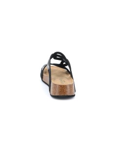 Grunland Ciabatta Zeppa Doppia Fascia Collo Fiore Strass Nero