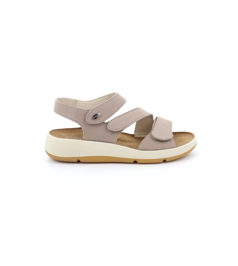 Grunland Sandalo Confort Plantare 3 Velcro Camoscio Malto