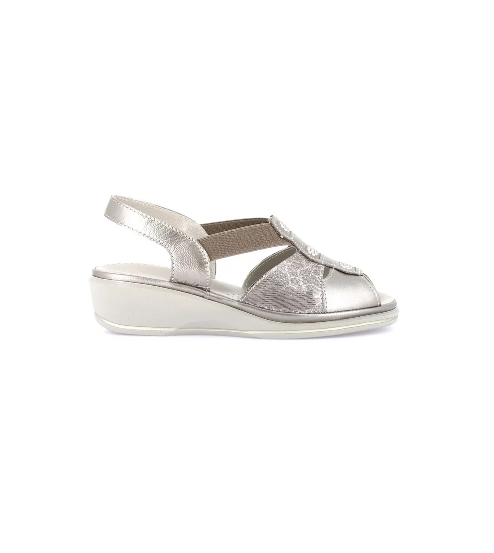 Grunland Sandalo Comfort Fasce con Elastici Laminato Taupe