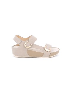 Grunland Sandalo Fit Ammortizzante 3 Fasce Velcro Oro Beige