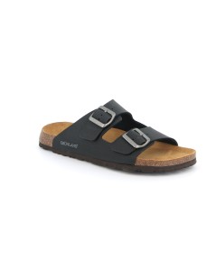 Grunland Ciabatta Uomo Arizona Birk Doppia Fibbia Pelle Nero