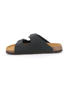 Grunland Ciabatta Uomo Arizona Birk Doppia Fibbia Pelle Nero