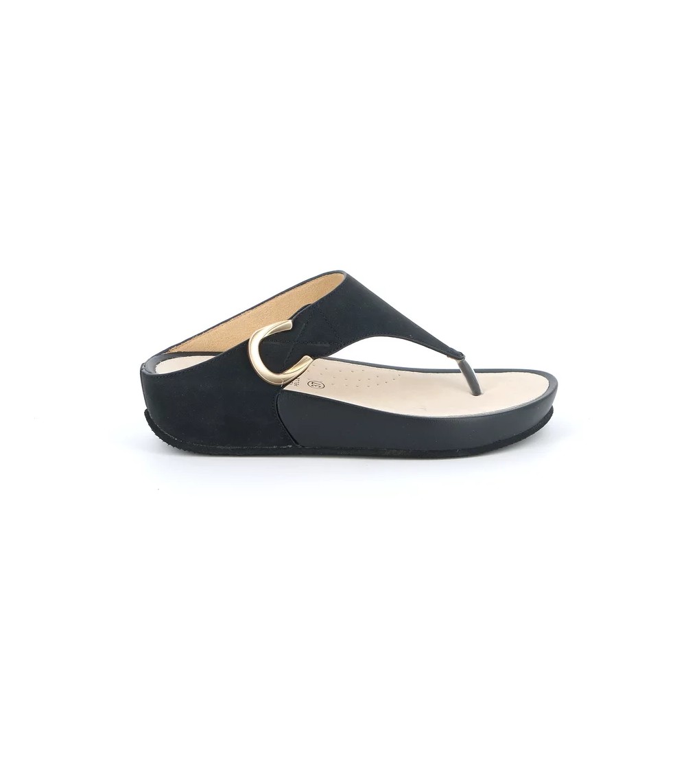Grunland Ciabatta Infradito Fit Velcro Regolabile Nero
