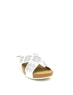 Grunland Ciabatta Zeppa Fit Incrocio Laserato Bianco