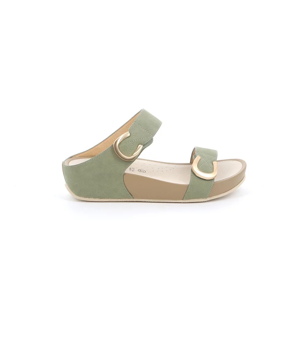 Grunland Ciabatta Fit 2 Fasce Velcro Regolabile Oliva