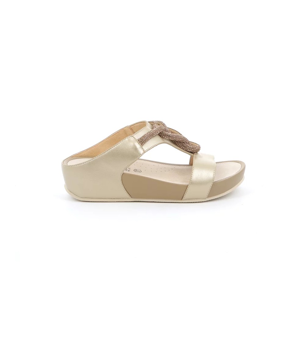 Grunland Ciabatta Fit 2 Fasce Gioiello Strass Platino