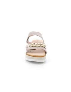 Grunland Sandalo Platform 2 Velcro Camoscio Beige Platino