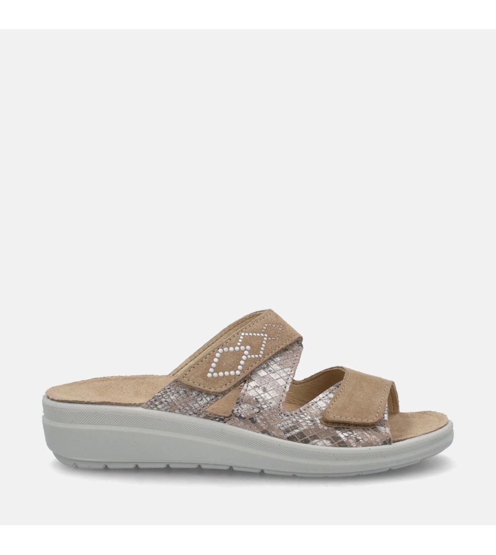 Grunland Ciabatta Comfort 2 Velcro Strass Plantare Corda