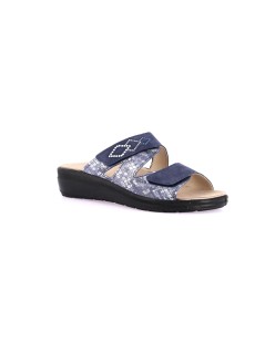 Grunland Ciabatta Comfort 2 Velcro Strass Plantare Blu