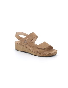 Grunland Sandalo Comfort Cucito 2 Velcro Taupe