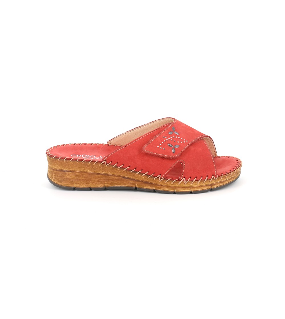 Grunland Ciabatta Comfort Monofascia Velcro Rosso
