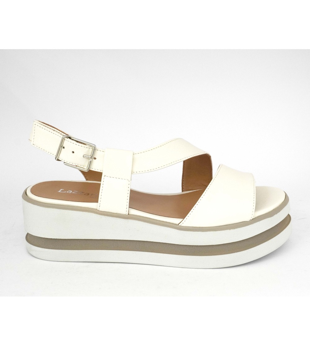 Lazzari Felici Sandalo Platform Fascia Trasversale Bianco