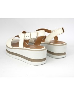 Lazzari Felici Sandalo Platform Fascia Trasversale Bianco