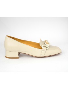 Noa Mocassino Tacco Medio Accessorio Multi Nappa Latte