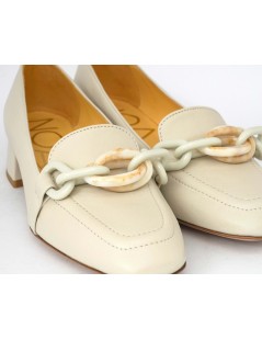 Noa Mocassino Tacco Medio Accessorio Multi Nappa Latte