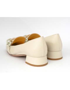 Noa Mocassino Tacco Medio Accessorio Multi Nappa Latte
