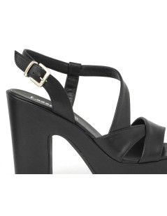 Lazzari Felici Sandalo Zeppatacco Alto Trasversale Nero