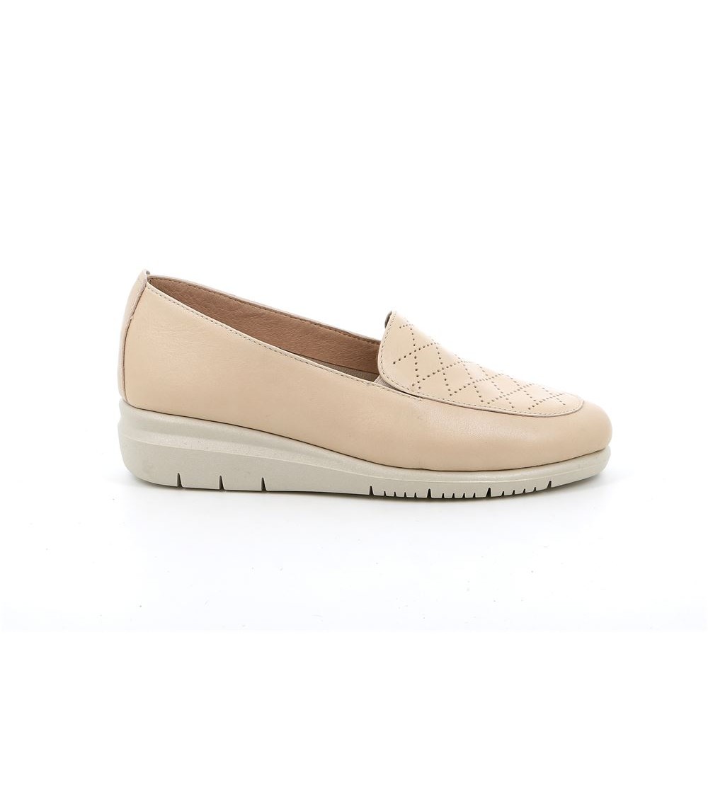 Grunland Mocassino Slipon Traforato Flessibile con Zeppa Beige