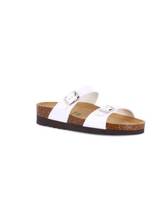 Grunland Ciabatta BioSoft Zeppa Alta 2 Fibbie Laminato Perla